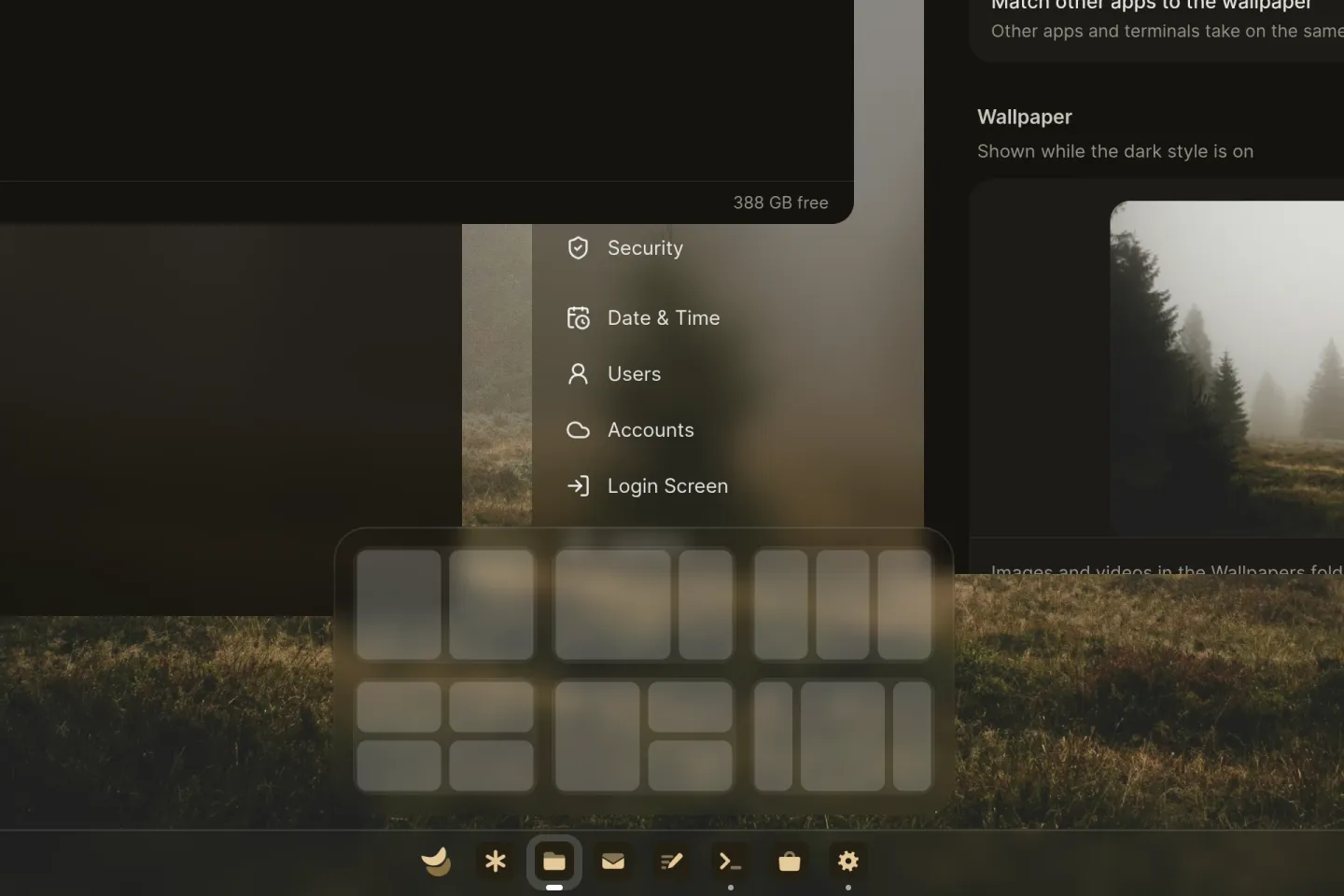 Snap layouts for the focused window